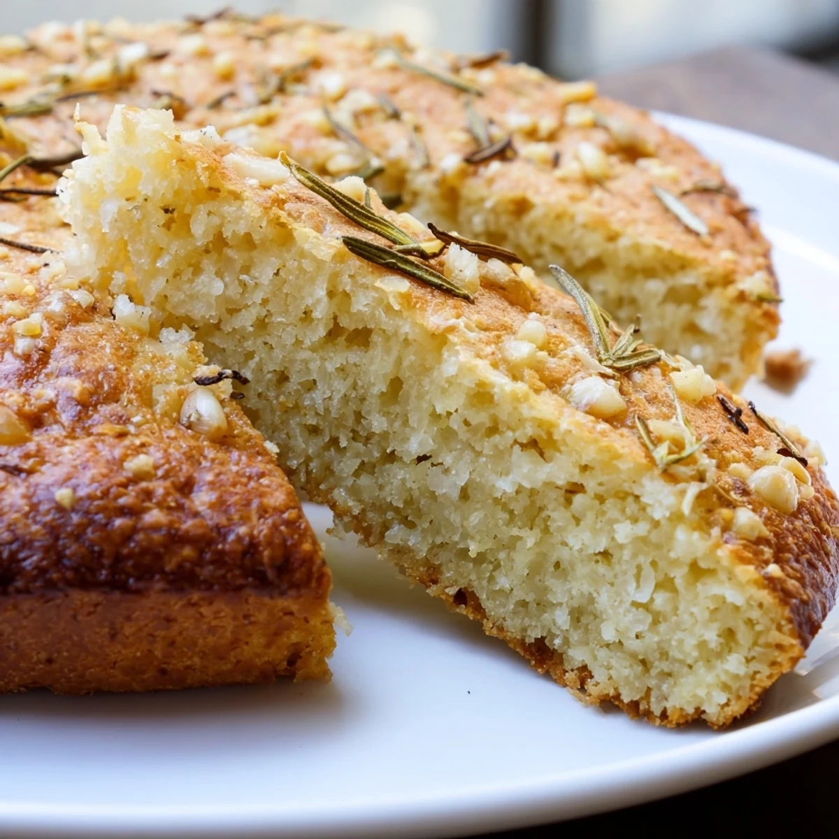 Warm skillet bread featuring roasted garlic and fragrant rosemary baked to golden perfection