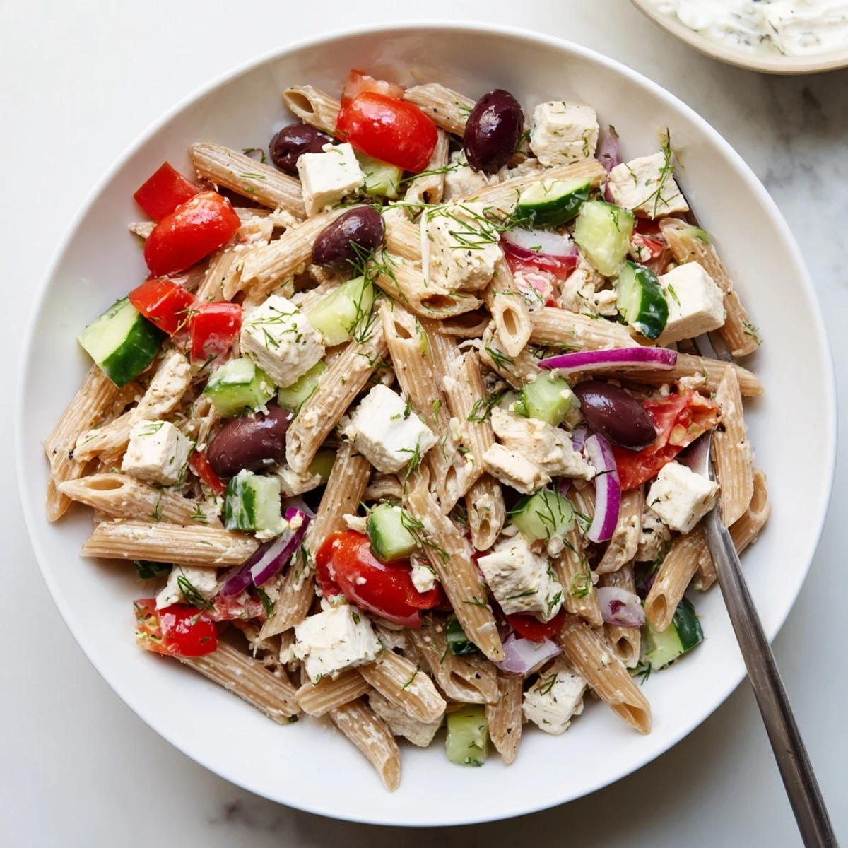 High Protein Greek Pasta Salad