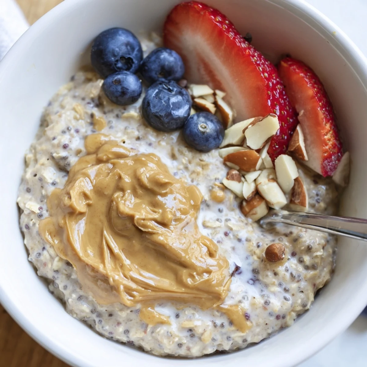 Velvety Protein Overnight Oats layered with maple, berries for morning energy