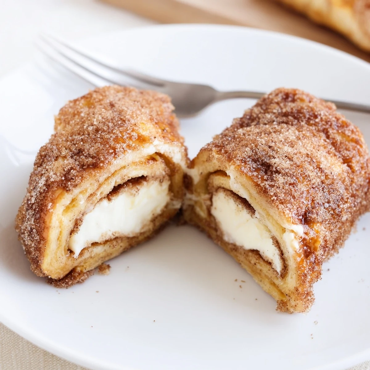Cinnamon Roll French Toast Roll Ups golden and sticky, cinnamon sugar crust, cream cheese