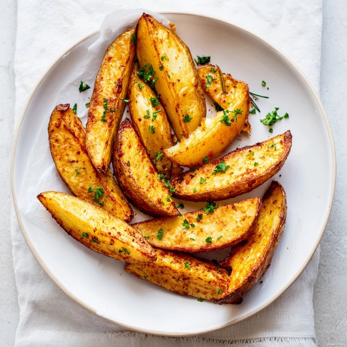 Oven-roasted Potato Wedges with paprika aroma, golden skin, perfect with ketchup