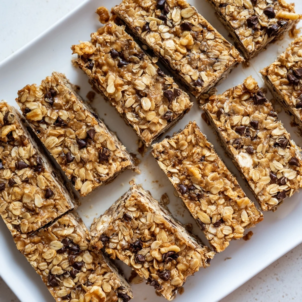 Fresh banana oat bars cooling in the pan with golden brown edges