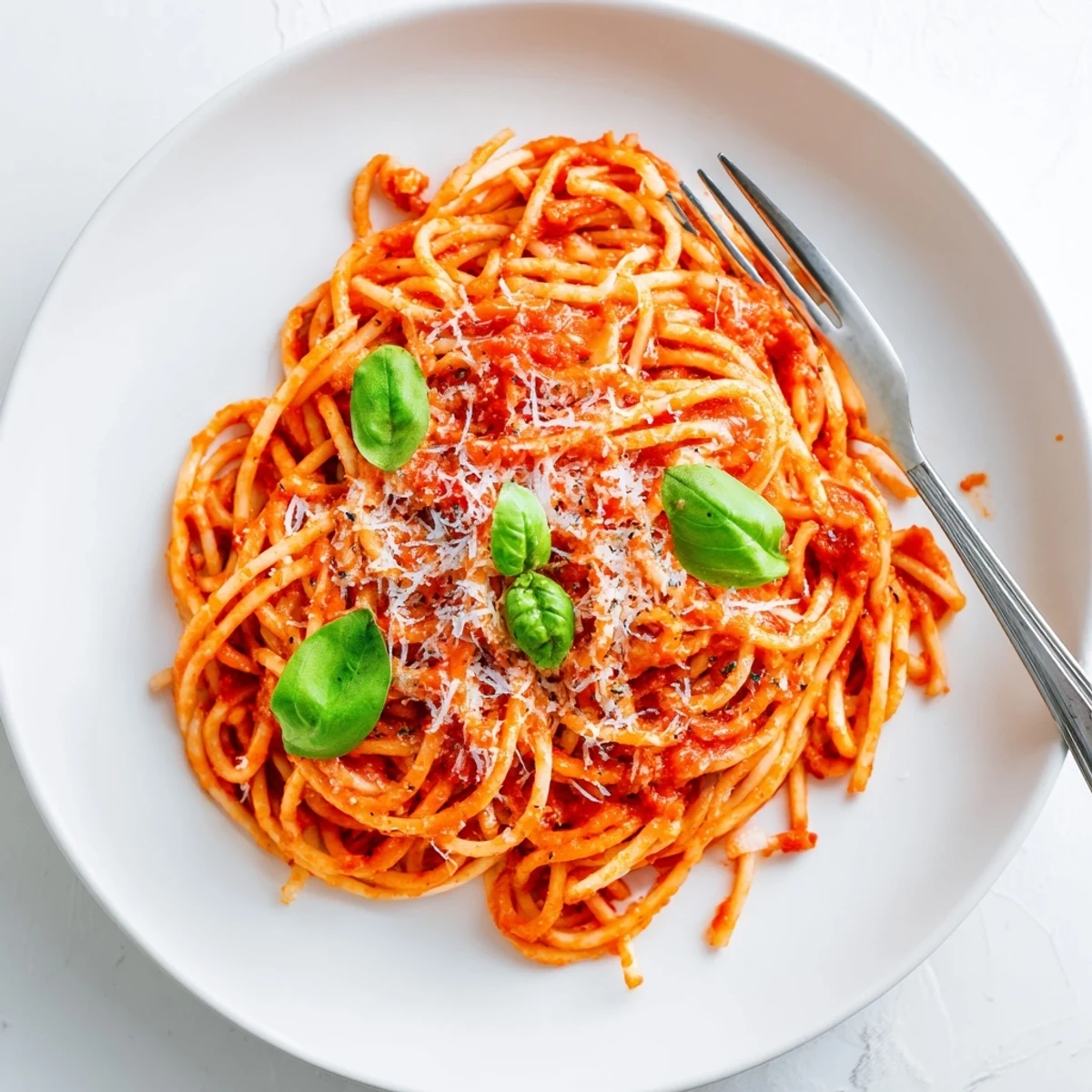 Classic Italian pasta tossed in savory tomato sauce with Parmesan and fresh basil