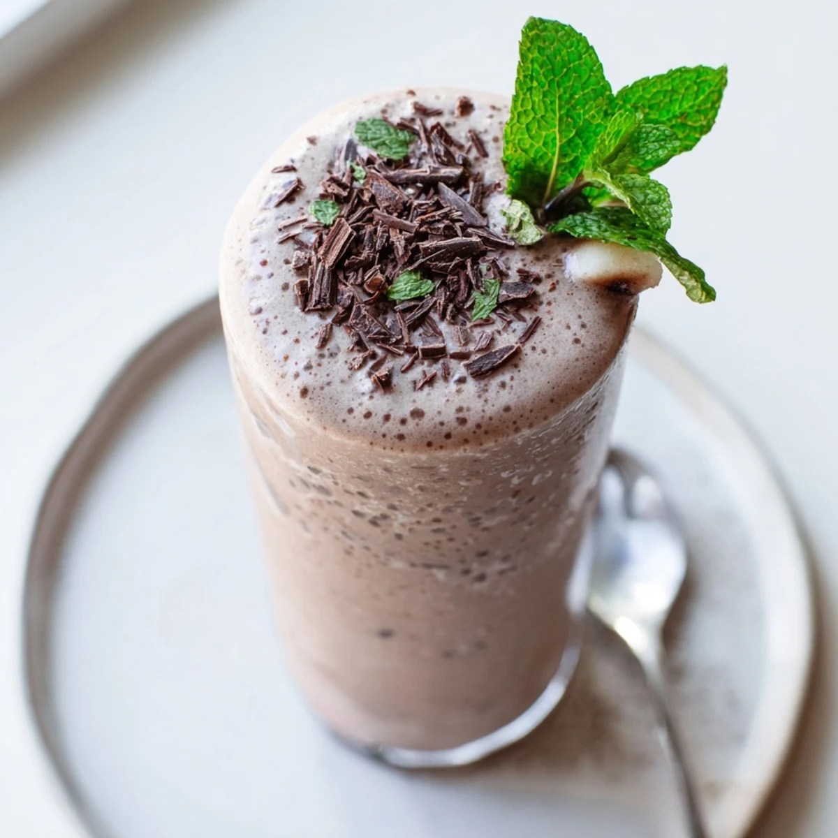 Icy peppermint protein shake recipe, blended smooth for post-workout refreshment