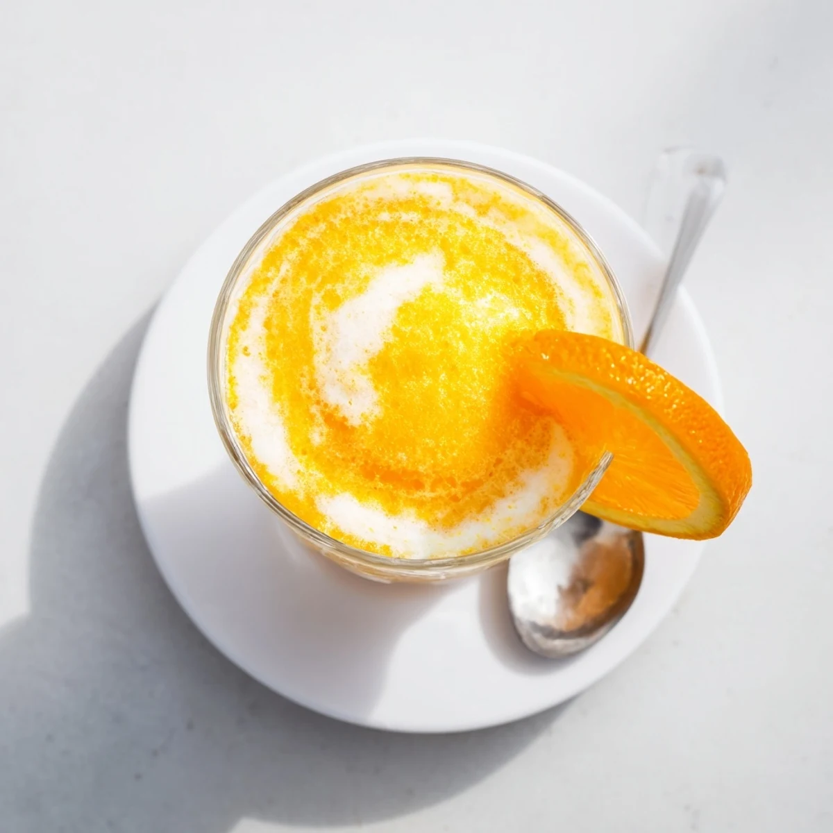 Frosty Sun Kissed Frozen Orange Cream Slush with swirling vanilla and bright citrus layers