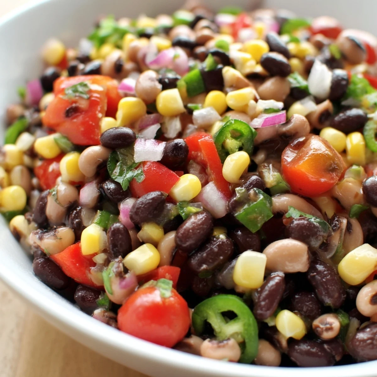 Cowboy Caviar Recipe served in a rustic bowl with crunchy tortilla chips