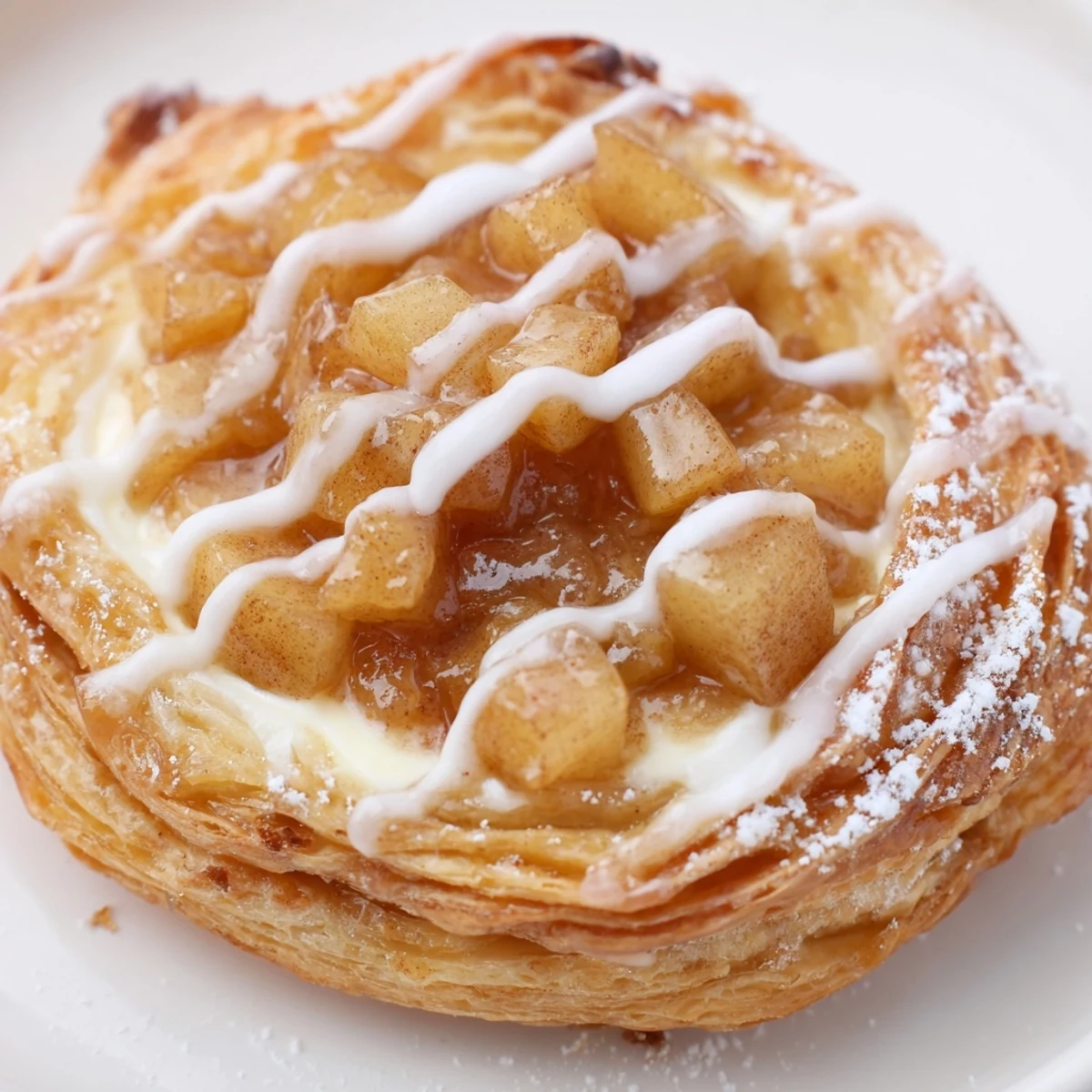 Golden apple cheese danishes with flaky puff pastry and sweet cream cheese filling