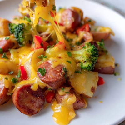 Cheesy Kielbasa Skillet Dinner